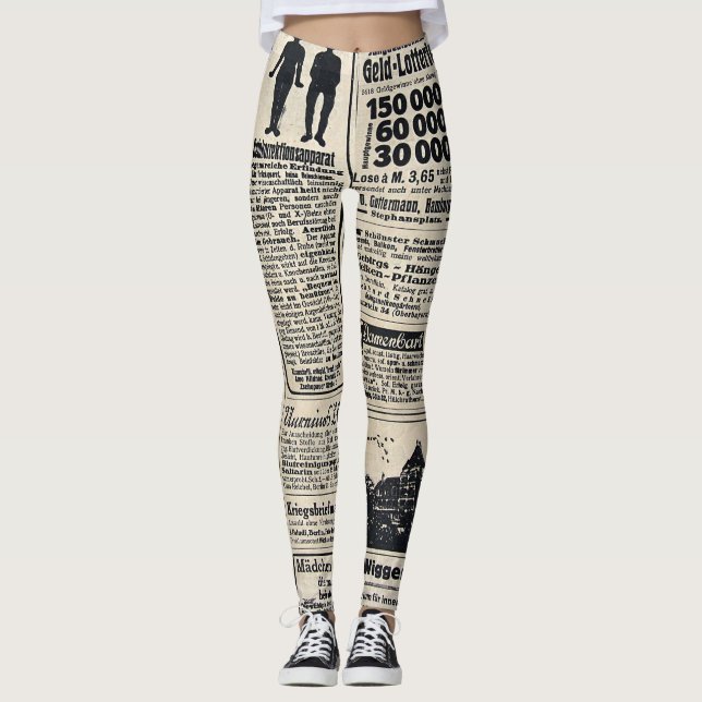 Leggings Annonces de journaux allemands antiques 1917 (Devant)