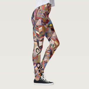 Leggings Antique Crazy Quilt Motif Art folklorique Artiste 