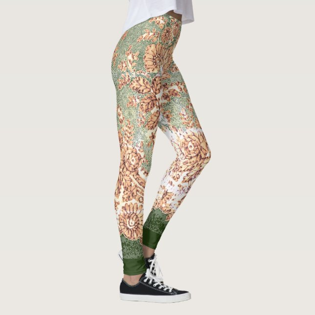 LEGGINGS ANTIQUE LACE LEGGINGS GREEN AND TAN (Right)