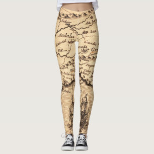 Leggings Antique vieille carte inspirée (3)