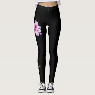 Leggings Août Fleur de naissance, Gladiolus pourpre sur Noi
