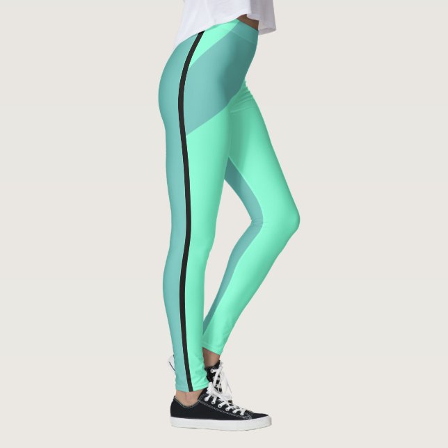 Leggings Aqua géométrique à deux tons et Turquoise (Droite)