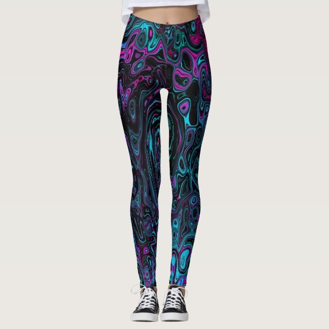 Leggings Aqua Magenta et Abstrait noir (Devant)