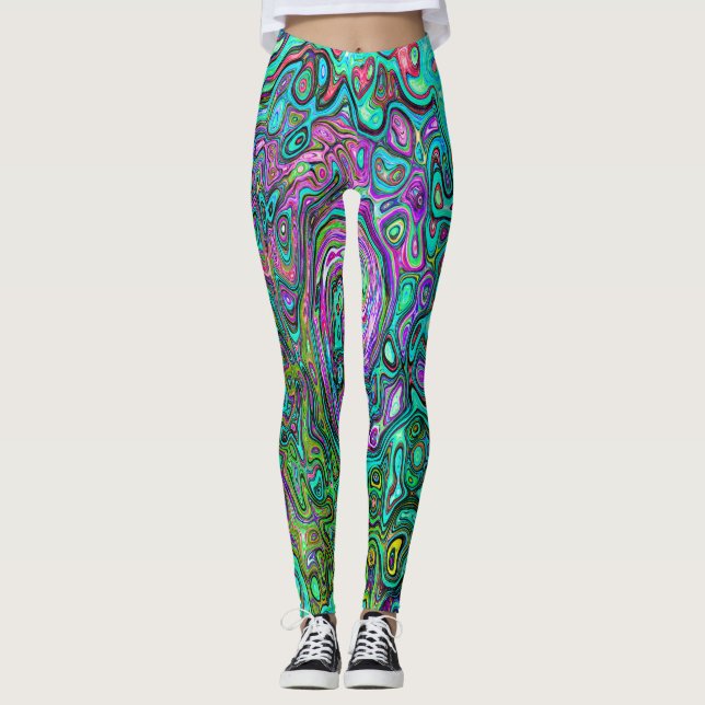 Leggings Aquamarine Super Abstrait Retro Liquid Swirl (Devant)