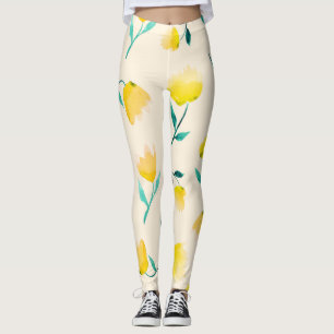 Leggings Aquarelle Abstrait Motif de pivoine florale