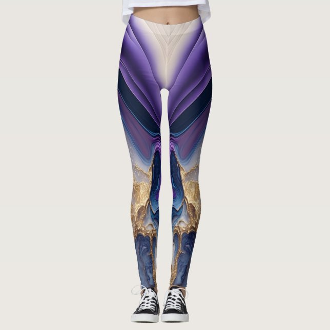 Leggings Aquarelle Abstraite colorée personnalisée (Devant)