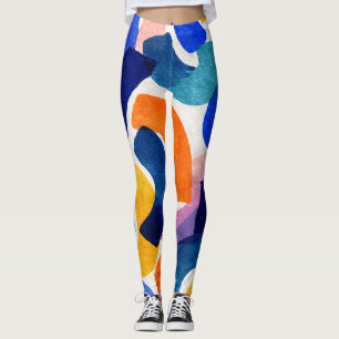 Leggings Aquarelle Abstraite Vibrante   Artistique Moderne