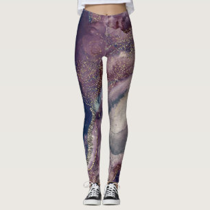 Leggings Aquarelle bleu violet Galaxie cosmique