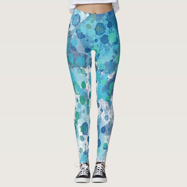 Leggings Aquarelle bleue Abstrait éclats (Devant)