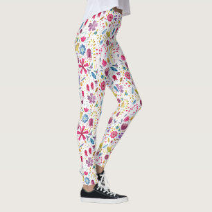 Leggings Aquarelle Botanique Fleur sauvage Peinture de haie