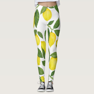 Leggings Aquarelle Citrons : Motif de fruits d'été