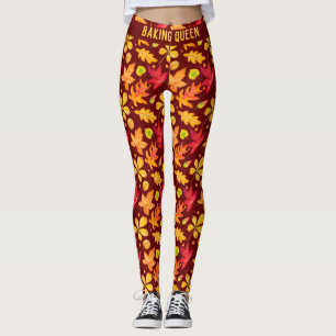 Leggings Aquarelle colorée Feuilles d'automne personnalisée