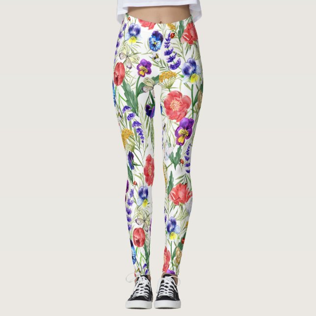Leggings Aquarelle colorée Fleurs Sauvages Pépites Leggies (Devant)