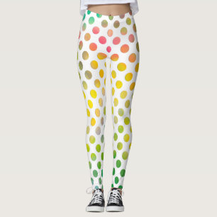 Leggings Aquarelle colorée points peints sur blanc