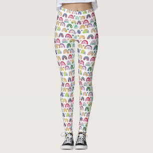 Leggings Aquarelle colorée Rainbows coeurs et étoiles mot