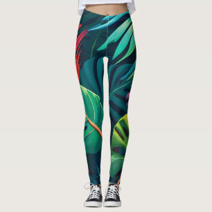 Leggings Aquarelle de feuillage tropical Paradis