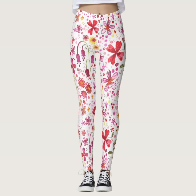 Leggings Aquarelle de fleurs sauvages (Devant)