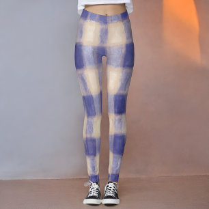 Leggings Aquarelle de marine crème tartan bison plaid coule