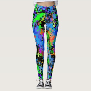 Leggings Aquarelle de néon, Abstraite, Paint Splatter,