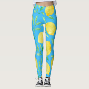 Leggings Aquarelle Esquisse Citrons Conception transparente
