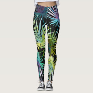 Leggings Aquarelle Exotique Palm Feuille