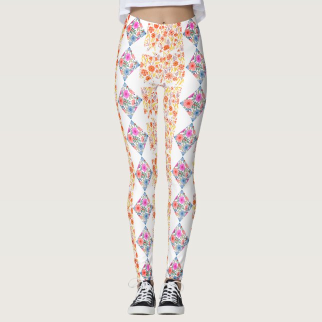 Leggings aquarelle fleur sauvage (Devant)