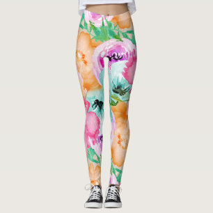 Leggings Aquarelle fleurie de printemps brillante moderne