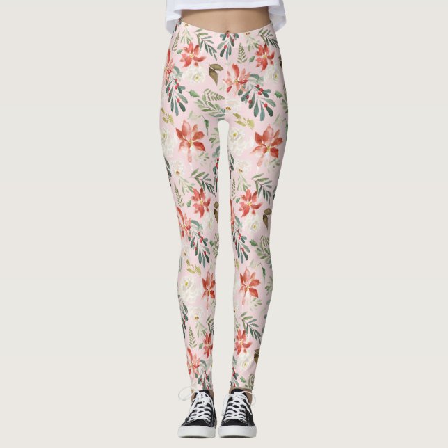 Leggings Aquarelle Fleurs d'hiver Fleurs d'Hiver Fruits cre (Devant)