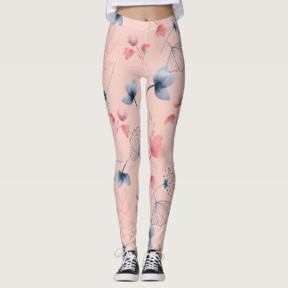 Leggings Aquarelle florale Impression - Bkgrd rose