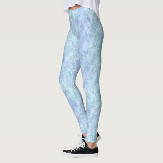 Leggings Aquarelle florale Motif bleu (Gauche)