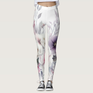 Leggings aquarelle florale pastel graphique