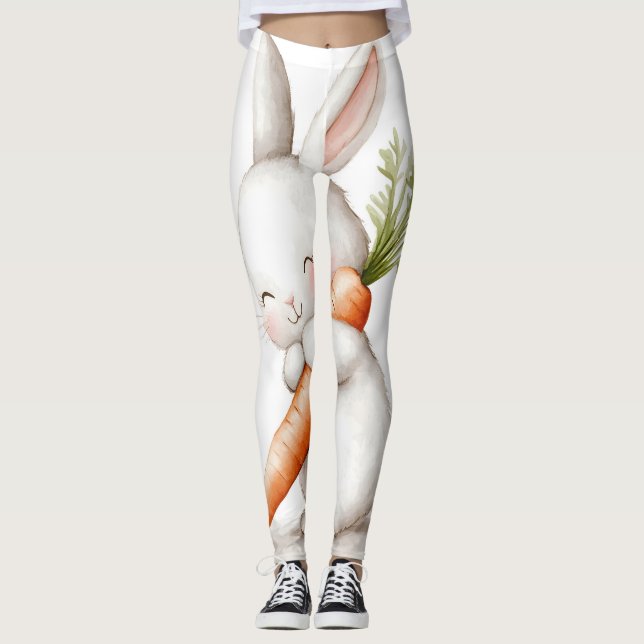 Leggings Aquarelle Fluffy Bunny Carrot Love (Devant)