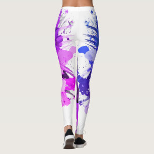 Leggings Aquarelle Huile Peinture rose Bleu pinceau