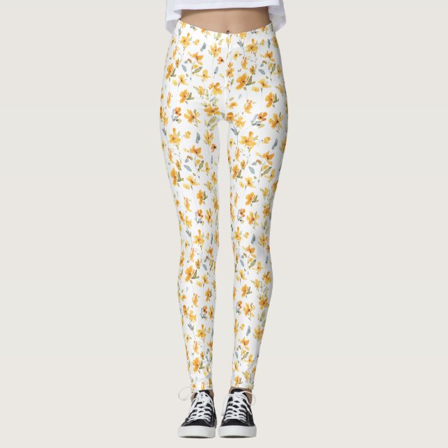 Leggings Aquarelle jaune joyeux (Devant)