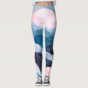 Leggings Aquarelle minimaliste Whimsical Gold Mountain