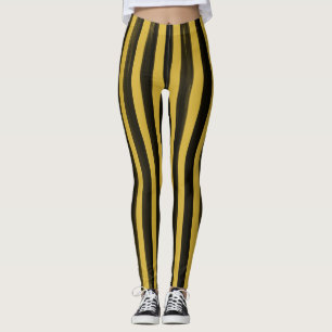 Leggings Aquarelle rayée Halloween noir et or Leggin
