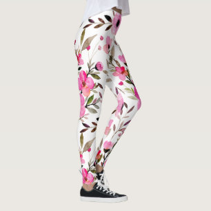 Leggings Aquarelle rose étonnante Motif floral