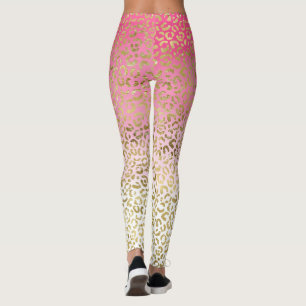 Leggings Aquarelle rose léopard d'or