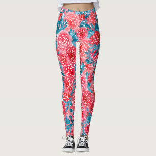 Leggings Aquarelle Rose tapisserie florale