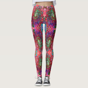 Leggings Aquarelle Rouge Super Abstrait Retro Liquid Swirl