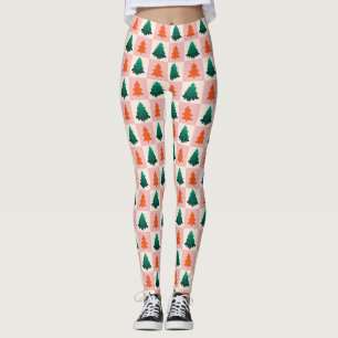 Leggings Aquarelle rouge vert Joyeux sapin de Noël motif