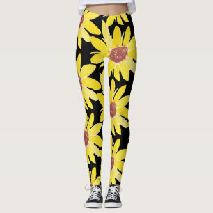 Leggings Aquarelle Tournesol Boud Vibrant main peint