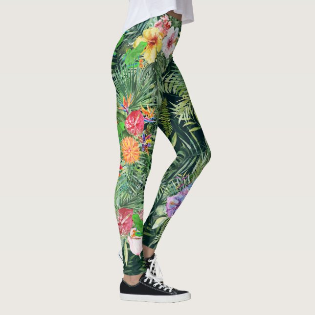 Leggings Aquarelle tropicale de la grenouille à écailles ro (Droite)