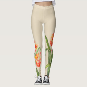 Leggings Aquarelle Tulipes de perroquet jaune Art floral
