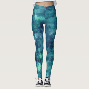 Leggings Aquarelle Turquoise bleue Abstraction