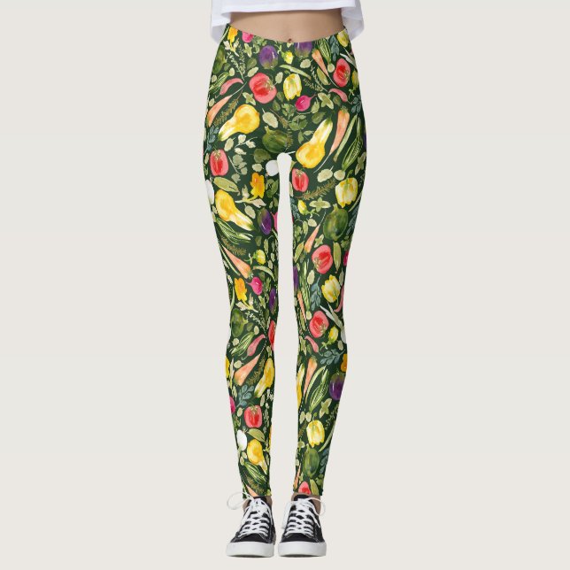 Leggings Aquarelle Vegan - manger l'arc-en-ciel (Devant)