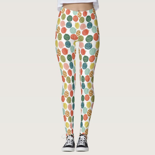 Leggings Aquarelle verte Motif de Noël (Devant)