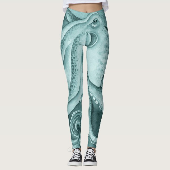 Leggings Aquarelle verte Turquoise (Devant)