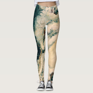 Leggings Aquarelle verte turquoise Galaxie cosmique