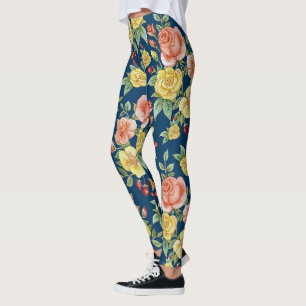 Leggings Aquarelle vintage Floral Rose Arrière - plan  